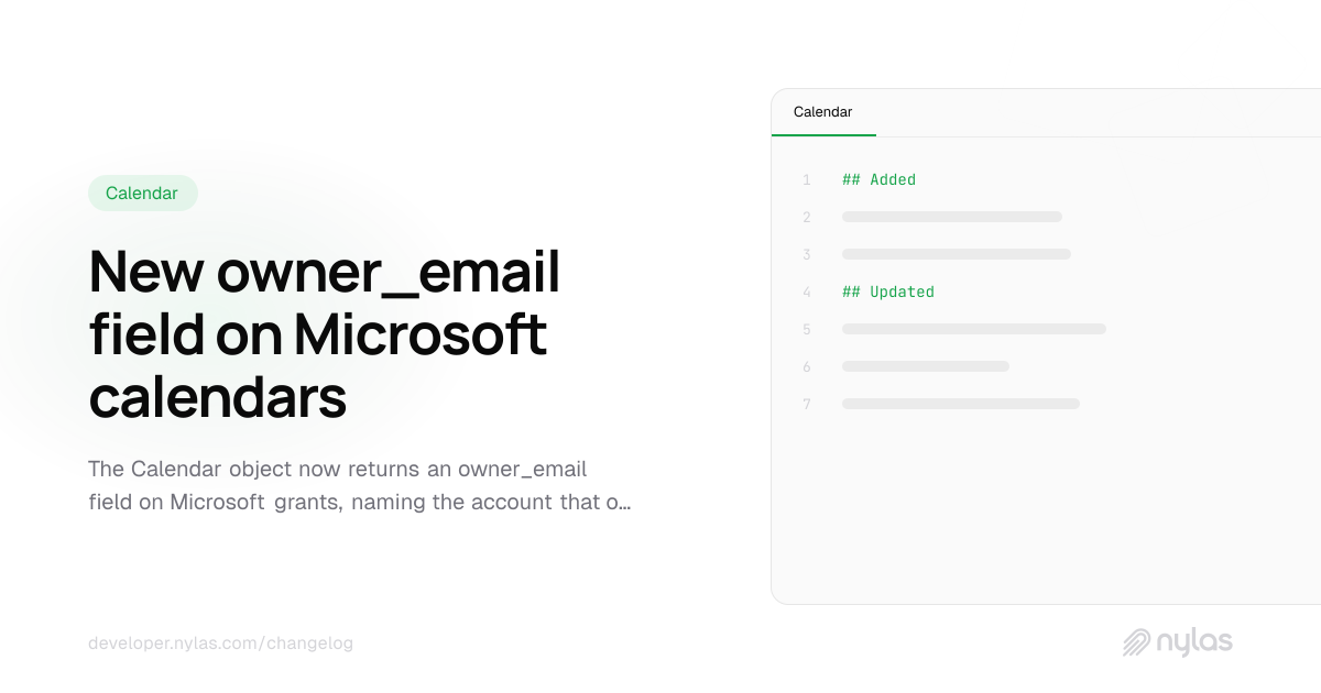 Calendar owner_email field
